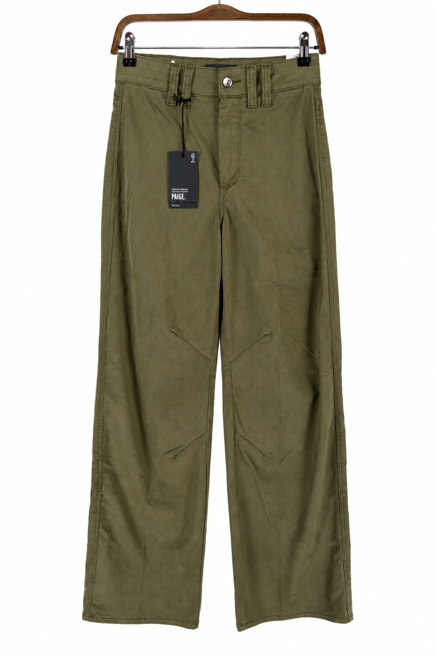 PAIGE Sasha Wide Leg Jeans Size 25 Forest Green High Rise Utility Chic